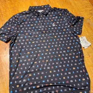 Original Penguin Black Polo with Colorful Pattern